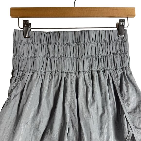 Free People FP Movement The Way Home Gray Smocked High Rise Athletic Shorts M - Picture 3 of 8